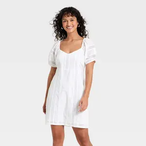 Women's Puff Short Sleeve Lace Mini Sundress - Universal Thread