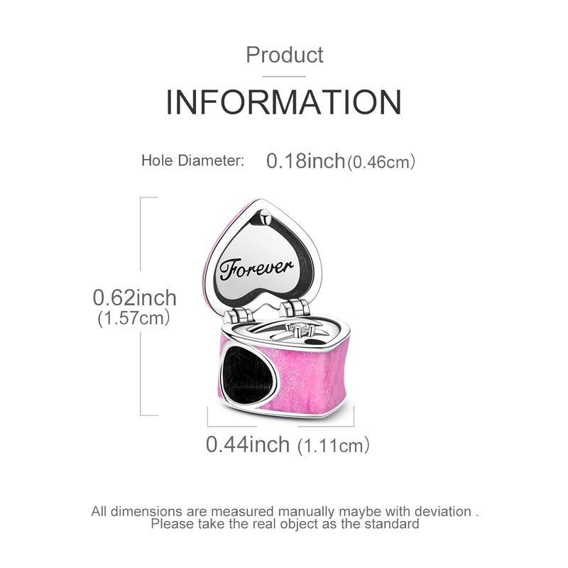 MULA Ring Box Pendant, 925 Sterling Silver, Set with Cubic Zirconia — Compatible with Pandora Bracelets and Necklaces — Romantic Jewelry for Women, Anniversaries, Valentine's Day