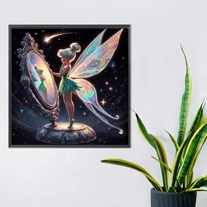 Tinker Bell Pattern DIY Diamond Arts Colorful Painting Kit without Frame, DIY 5D Diamond Arts Colorful Painting Kit, Wall Art Decor for Home Living Room Bedroom