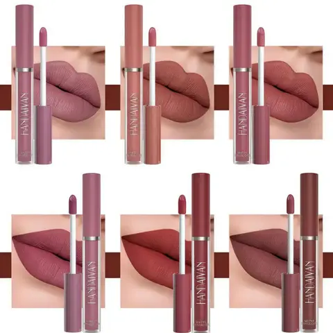 Handaiyan 6-Count Long-Lasting Matte Lip Glaze Kit, Waterproof Lip Combo with Moisturizing Hydration, Suitable for Adults & All Occasions Makeup, Ideal Back to School Gift