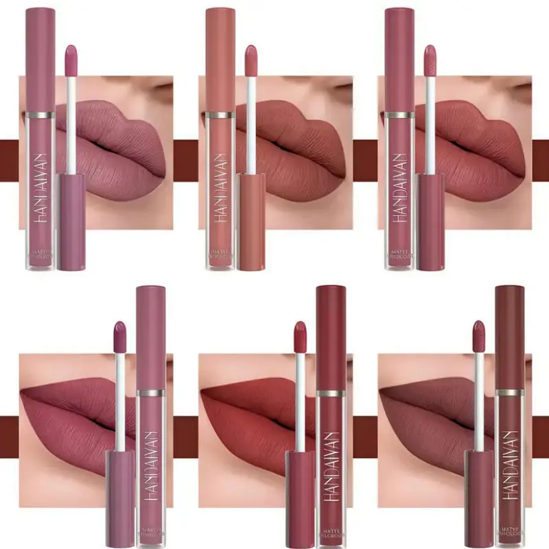 Handaiyan 6-Count Long-Lasting Matte Lip Glaze Kit, Waterproof Lip Combo with Moisturizing Hydration, Suitable for Adults & All Occasions Makeup, Ideal Back to School Gift