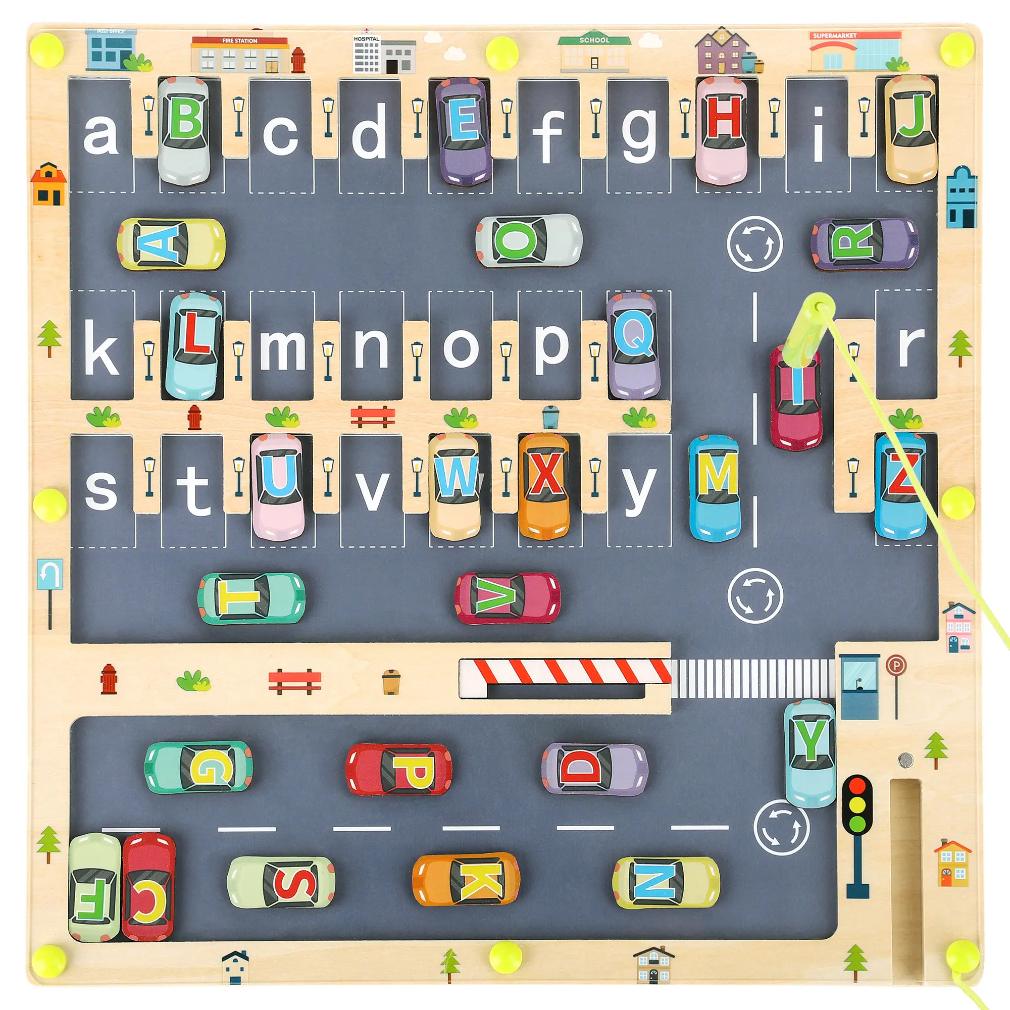 Montessori Magnetic Alphabet Maze Board Educational Wooden Letters Puzzle for Toddlers Fine Motor Skills Development, Travel-Friendly Toy for Kids