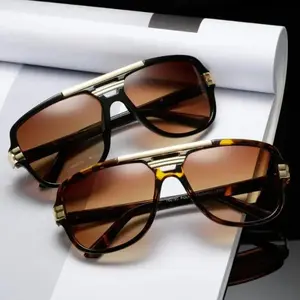 Vintage Tortoise Shell Sunglasses, Trendy Square Retro Eyewear for Men