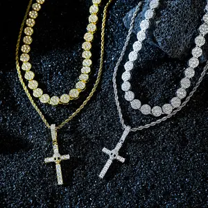 Skull cross pendant with personalized Cuban chain set, alloy safety clasp for daily wear