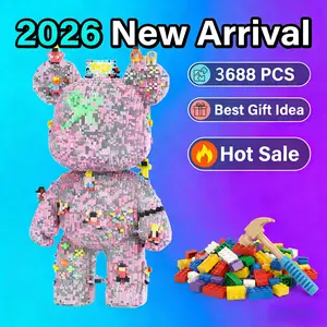 New Building Block Toy Set, Christmas Creative Pixel Bear Series, 3688 Pieces, 43.8cm, Includes Hammer & Instructions