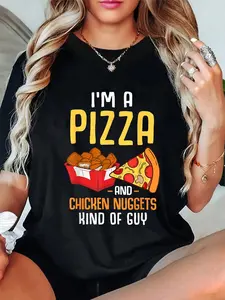 100% Cotton Fast Food Pizza Lover Foodie Men Boys Funny Chicken Nuggets T-Shirt