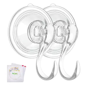 Wreath Hanger, Large Clear Heavy Duty Suction Cup Wreath Hooks with Wipes 22 LB Removable Strong Window Glass Door Suction Cup Wreath Holder for Halloween Christmas Wreath Decor - 2 Pcs