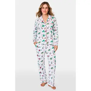 Snow Village Long Sleeve Polo Pajamas