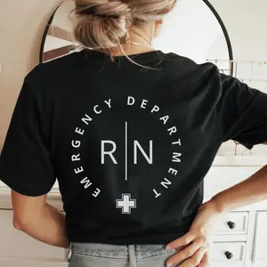 Emergency Department RN T-Shirt | ER Nurse Registered Nurse Graphic Tee | Minimalist Emergency Room Nurse Print Shirt | Nurse Graduation Gift for Women | Unisex Medical Professional Streetwear Top