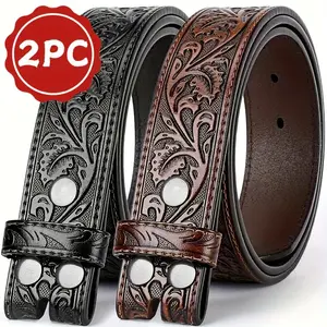 Eclipse & Thread Genuine Split Leather Belt - 1/2-Pack, Western Design - Suitable for Both Men And Women, Cowboy And Cowgirl Gear - Sturdy And Fashionable