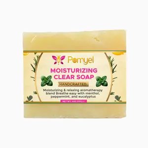 Pomyel Moisturizing Clear Soap Bars (2-Pack) – Hydrating Peppermint & Eucalyptus Aromatherapy Cleanser – Natural Skin Care, Made in USA