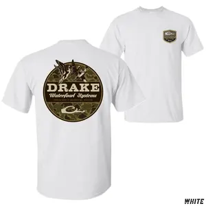 Drake Waterfowl Systems T-Shirt – Camo Circle Logo with Flying Ducks Graphic , Bold Style for Waterfowl Hunters , Drake Waterfowl Systems Brand , Unisex Tee , Hunting , Outdoor , Heavy Cotton , Rugged Fit, Cotton, Menswear, Top