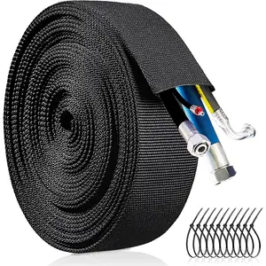 Nylon Hydraulic Hose Protector Sleeve Cord Tig,Cable Sleeve Protective Chain Cover Hose Sheathing Hydraulic Wrap Cutting Wire Sheath Management Wrap for Cord Black(26.5ft-1.57 inch Id )