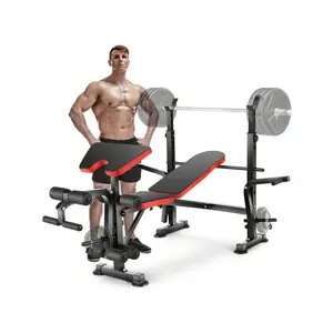 Sports season  550lbs Versatile Adjustable Weight Squat 8 In 1 Workout With Barbell Leg Developer Preacher Curl Rack Multi Function Bench Press Set For Home Gym Strength Training