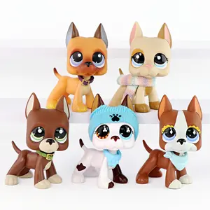 5PCS Great Dane Dog Figurines Set - Mini Puppy Toys with Winter & Fashion Accessories, Collectible Playset for Kids, Party Favors & Room Decor