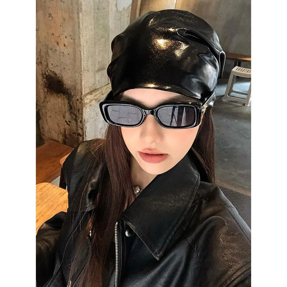 6#Black leather headscarf 55*55(DA2715)