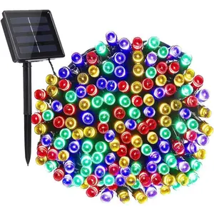 72ft 200-LED 8-Mode Outdoor Christmas String Lights , Waterproof Solar String Lights Suitable for Christmas Trees, Fences, Holidays, Parties, Balconies, Christmas Decorations and Patty House，Solar Outdoor Fairy Lights with Modes