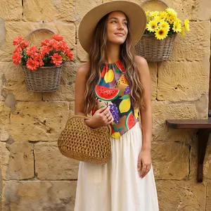 Herald Straw Woven Clutch Purse for Women, Beach Cloud Dumpling Pouch Evening Shoulder Crossbody Bag with Gold Chain