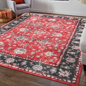 RUNIA Machine Washable Rugs for Living Room, Area Rugs, Large Area Rugs, Carpet Doormat, Soft Faux Wool Vintage Moroccan Retro Rug for Bedroom, Boho Tribal Vintage Rugs