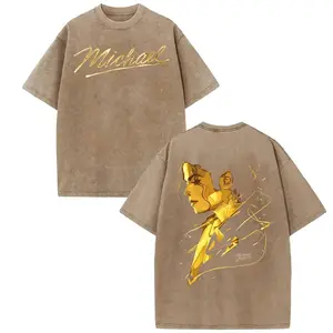 Washed T-shirt, 100% cotton, double-sided printed design Michael Jackson King of Pop 100% cotton T-shirt, Michael jackson v4 shirt, Michael Jackson Retro Graphic T-Shirt, King of Pop Vintage Tee
