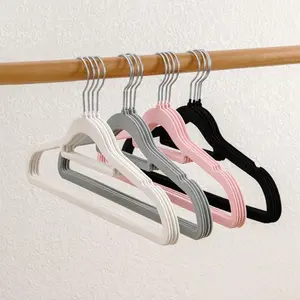 Velvet Clothes Hanger and Rack, Non-Slip Plastic Seamless Clothing Holder, Thick Durable Support for Closet Storage, Suitable for Home and Store Use