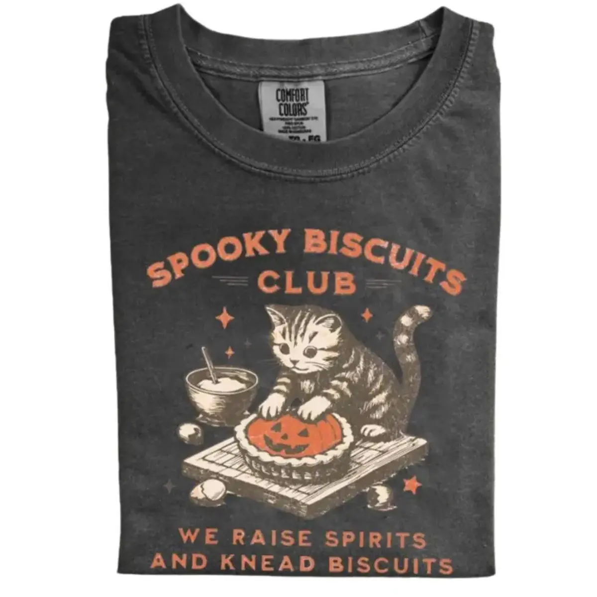 Comfort Colors Spooky Biscuits Club Shirt, Halloween Cat T-Shirt, Pumpkin Pie Tee, Spooky Cat Shirt, Halloween Baking T-Shirt, Gift for Men Women