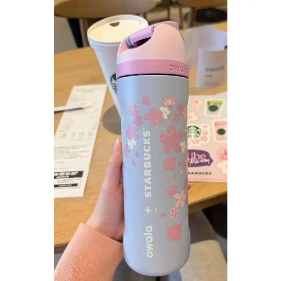New Starbucks X Owala 2026 Sakura Limited Insulated Water Bottle 24oz Straw Cup