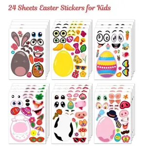 24 Sheets Easter Stickers for Kids & Toddlers – Make a Face Egg Craft Stickers, Easter Basket Stuffers, Party Favors, Classroom Activities, Decorations & Gifts for Boys & Girls