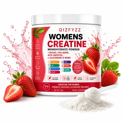 Women's 5000mg Multi-Nutrient Creatine Monohydrate Powder - Strawberry Peach Flavor, Built for Women, Vitamin, BCAAs, Collagen, Myo-Inositol, L-Glutamine, Prop 65 Safe Dietary Supplement for Fitness, Muscle Strength