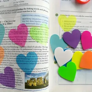Heart Shaped Highlighter Sticker, 160pcs/8 Books Waterproof Self Adhesive Index Sticker, Sticky Labels, Transparent Page Marker for Book, Reading, Learning, Office Supplies