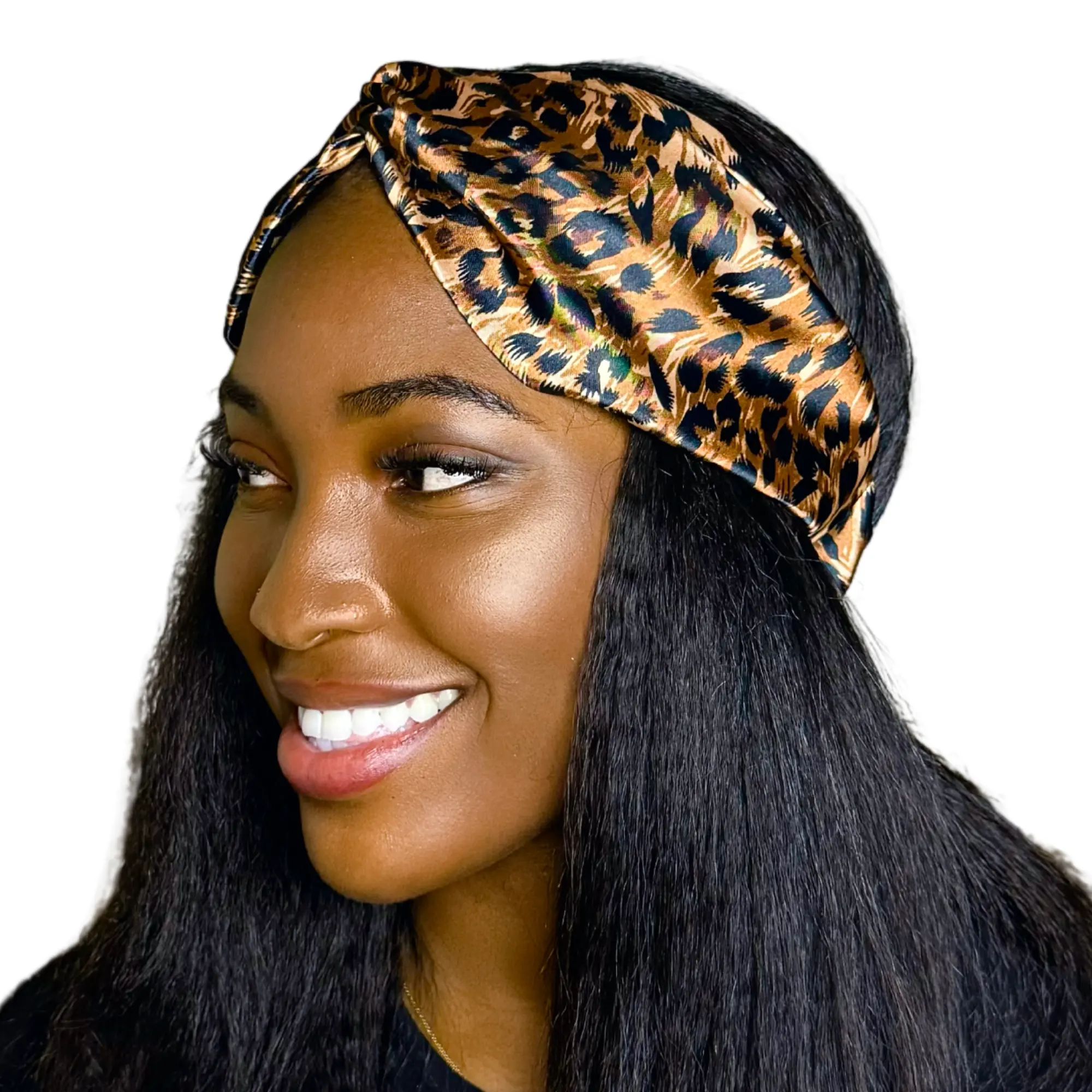 CHEETAH Wide Twist Satin Headband