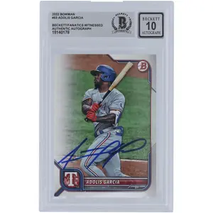 Adolis Garcia Texas Rangers Autographed 2022 Bowman #53 Beckett Fanatics Witnessed Authenticated 10 Card - Fanatics Authentic Certified