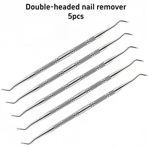 5pcs/3pcs Stainless Steel Silvery Double-Headed Toenail Remover - Ingrown Nail Trimmer, Unscented, Hypoallergenic, Double-Headed Pedicure Tools for Nail Care and Hygiene