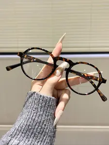 Women's Round Frame Glasses, College Style Cute Decorative Flat Lens, Fashionable Eyewear for Daily Use, High Quality Eyewear, Stylish Women's Accessories