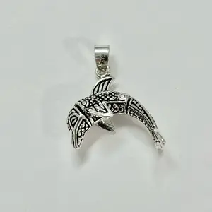 Sterling Silver 925 Dolphin Moving Pendant Charm