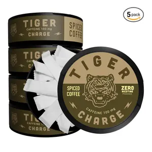 Tiger Zero Tiger Charge Spiced Coffee Caffeine Pouches 100mg | Zero Nicotine, Sugar-Free | 5 Pack