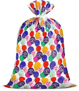 56" Large Birthday Plastic Gift Bag - Colorful Balloon with Confetti Design for Kids Birthdays, Parties or Celebrating - 56" H x 36" W