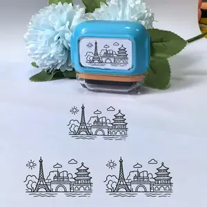 World Landmark Roll Stamp Seal, Self-Print Travel Stamp, Golden Gate Bridge & Paris, Beijing Skyline Pattern, Reusable Rolling Stamp