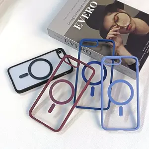 for iPhone 7 8 SE2 SE3 7Plus 8Plus Case Magnetic Clear Case with Strong Drop Protection Shockproof Slim Transparent Design Magnetic Ring