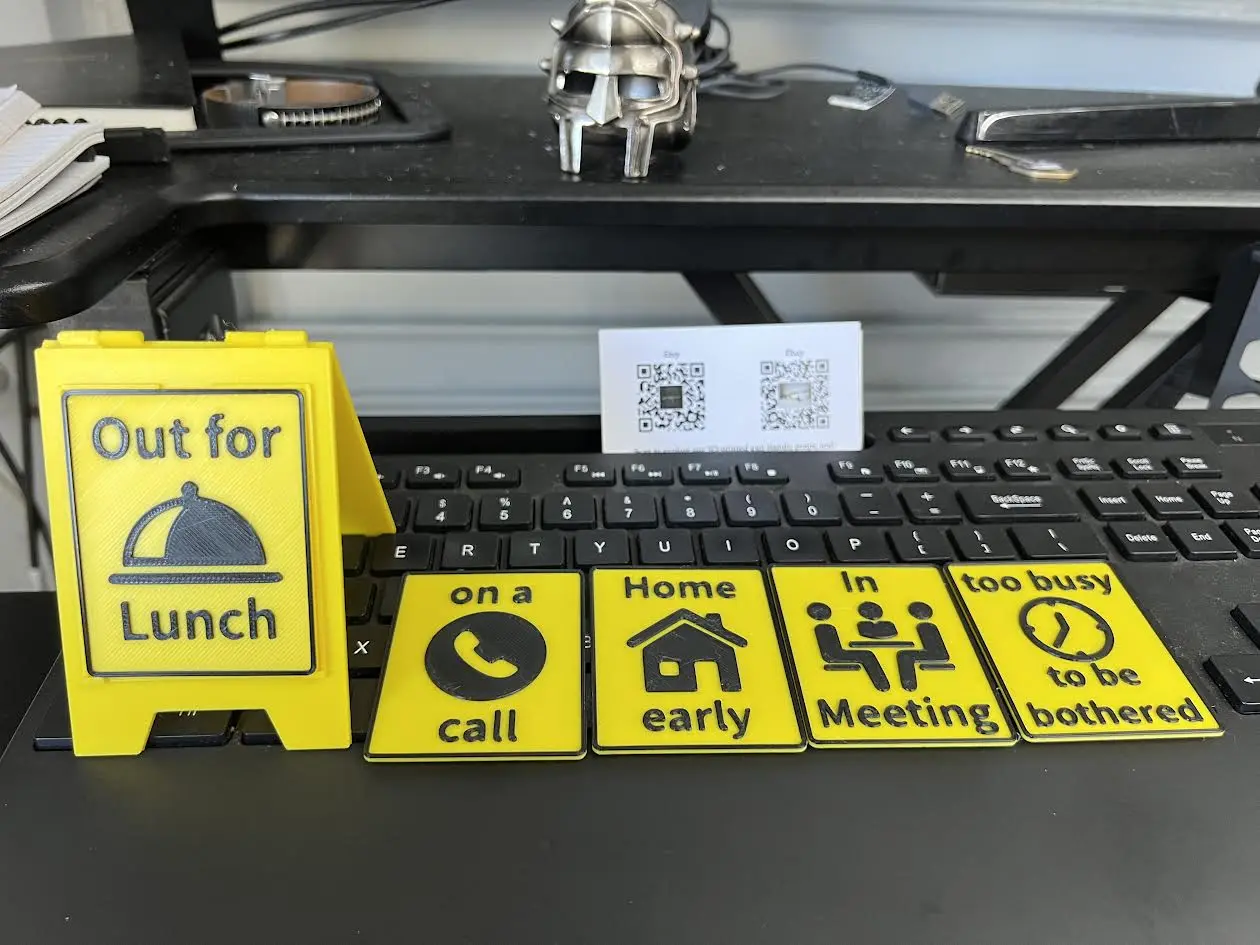 Desk Status Sign Set – Funny & Practical Office Signs – “Out for Lunch,” “In a Meeting,” “On a Call” – Work From Home Desk Décor backtoschool