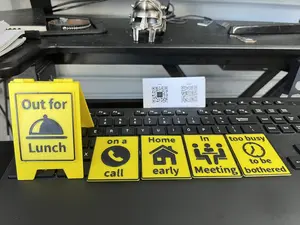 Desk Status Sign Set – Funny & Practical Office Signs – “Out for Lunch,” “In a Meeting,” “On a Call” – Work From Home Desk Décor
