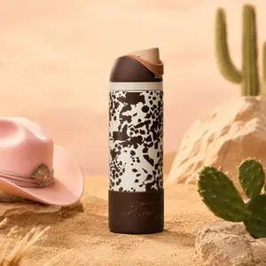 Owala Western Cow Print Water Bottle with Straw Lid Leakproof Travel Cup