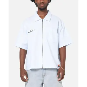 Carre Oxford Stripe Zip Up Shirt Blue/White Stripe
