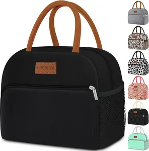 Lunch Box Lunch Bag for Women Men,Reusable Cute Lunch Pail bag,Leakproof,Insulated LunchBox Tote Compact 10L, Cooler Lunch Container for Work Travel Office (Black)