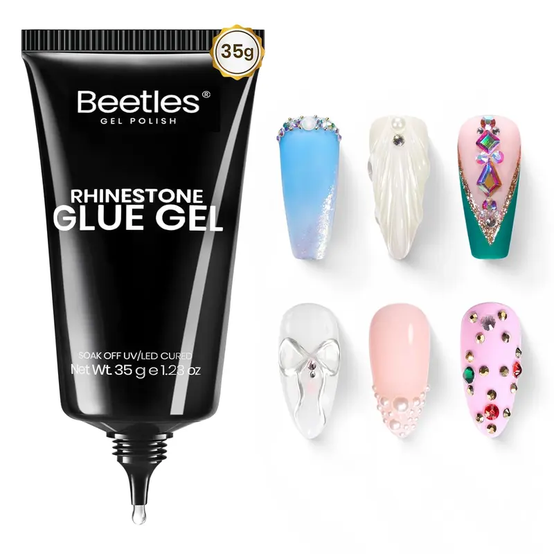 Beetles 35ML Super Strong Natural Resin Odorless Nail Rhinestone Glue - Nail Supplies for Decorations, Apply Then Cure, Beauty Gift