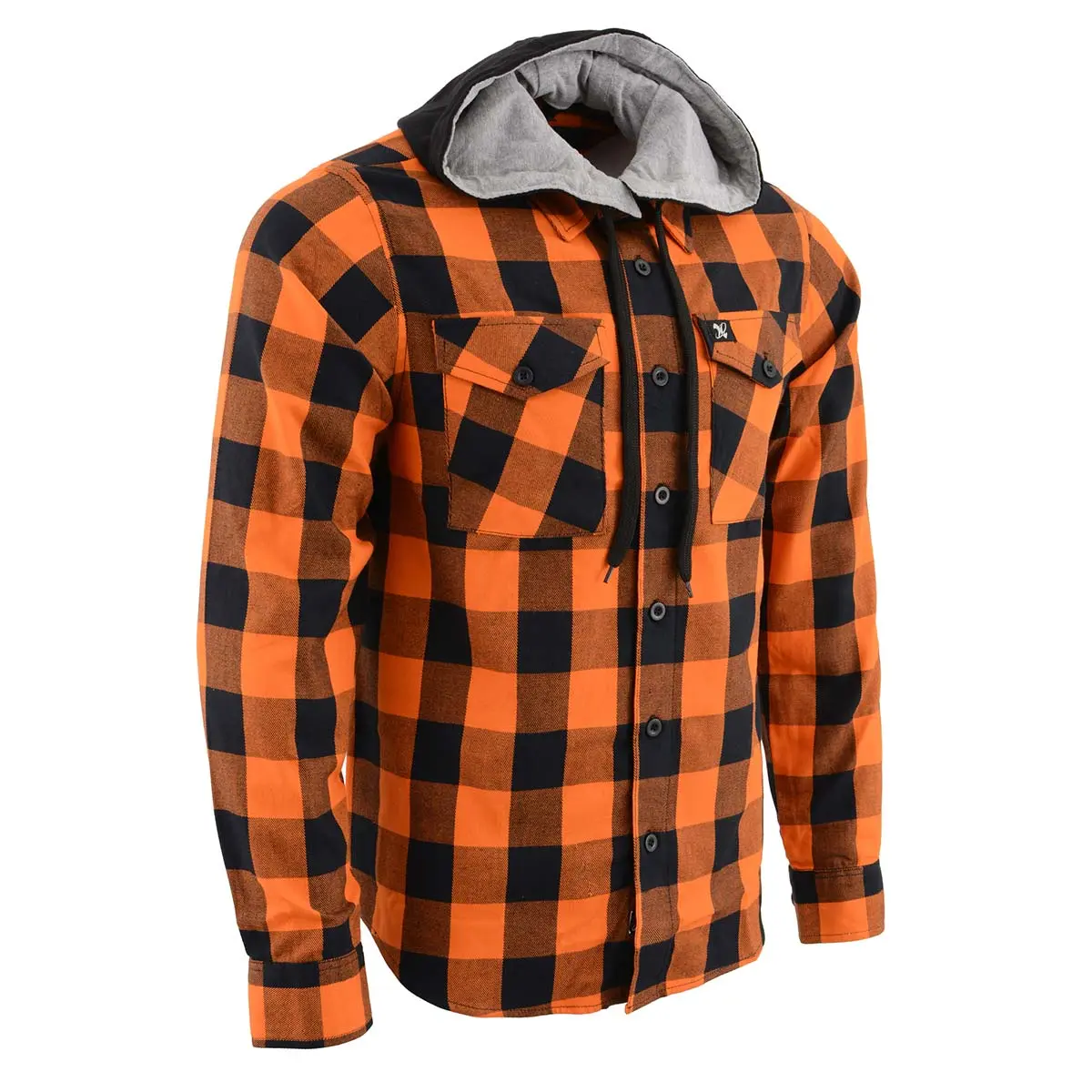 Milwaukee Leather Men’s Classic Long Sleeve Plaid Flannel Shirt - 100% Cotton Button w Hoodie