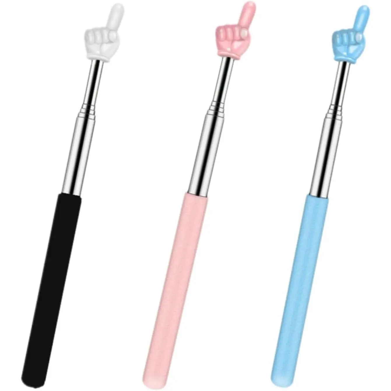 3 count  Finger Reading Stick Point Reading Pen  Student Teacher Teaching Reading Picture Book Finger Shape Mini Pointer Stick (C-Telescoping)