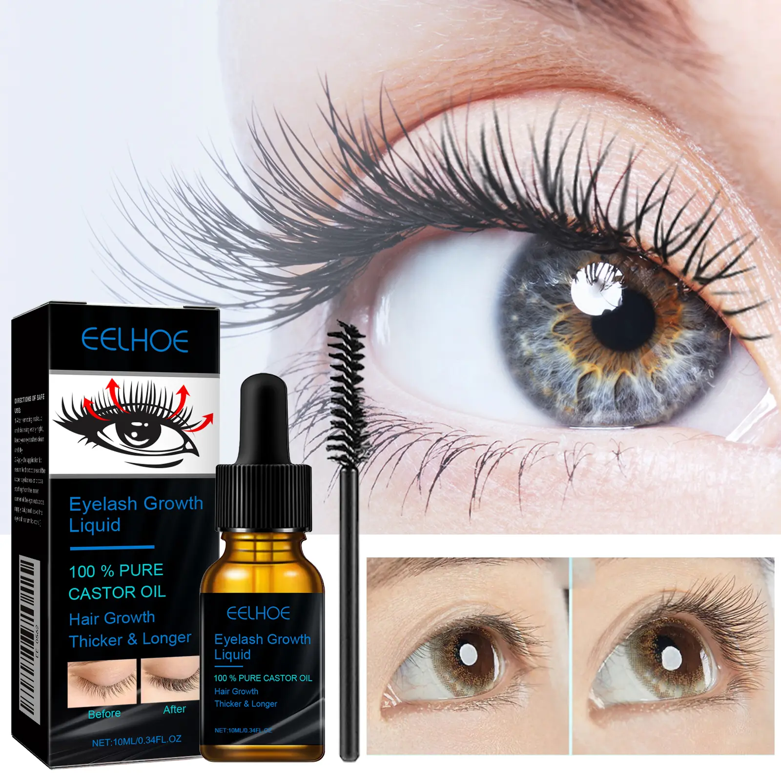 Brow & Lash Growth Serum, 10ml Dropper Design with Hyaluronic Acid & Argan Oil, 7-Day Rapid Nourishing Moisturizing Treatment for Lengthened Stronger Follicles, Daily Use for All Types Makeup Mascara