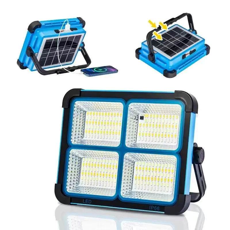 Solar Rechargeable LED Work Light - 288 Super Bright 5730 Beads Floodlight, USB & Type-C Charging, 5 Lighting Modes, IP66 Waterproof, Magnetic, SOS Emergency Signal, Adjustable Stand, Portable Light for Camping, Car Repairs, tiktokshopbacktoschool