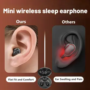 Ultra Mini Invisible Sleep Earbuds, No Pain All Night Wear, Bluetooth Wireless Headphones, Ultra Lightweight Low Delay for Side Sleepers, Travel & Work
